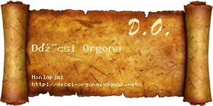 Décsi Orgona névjegykártya